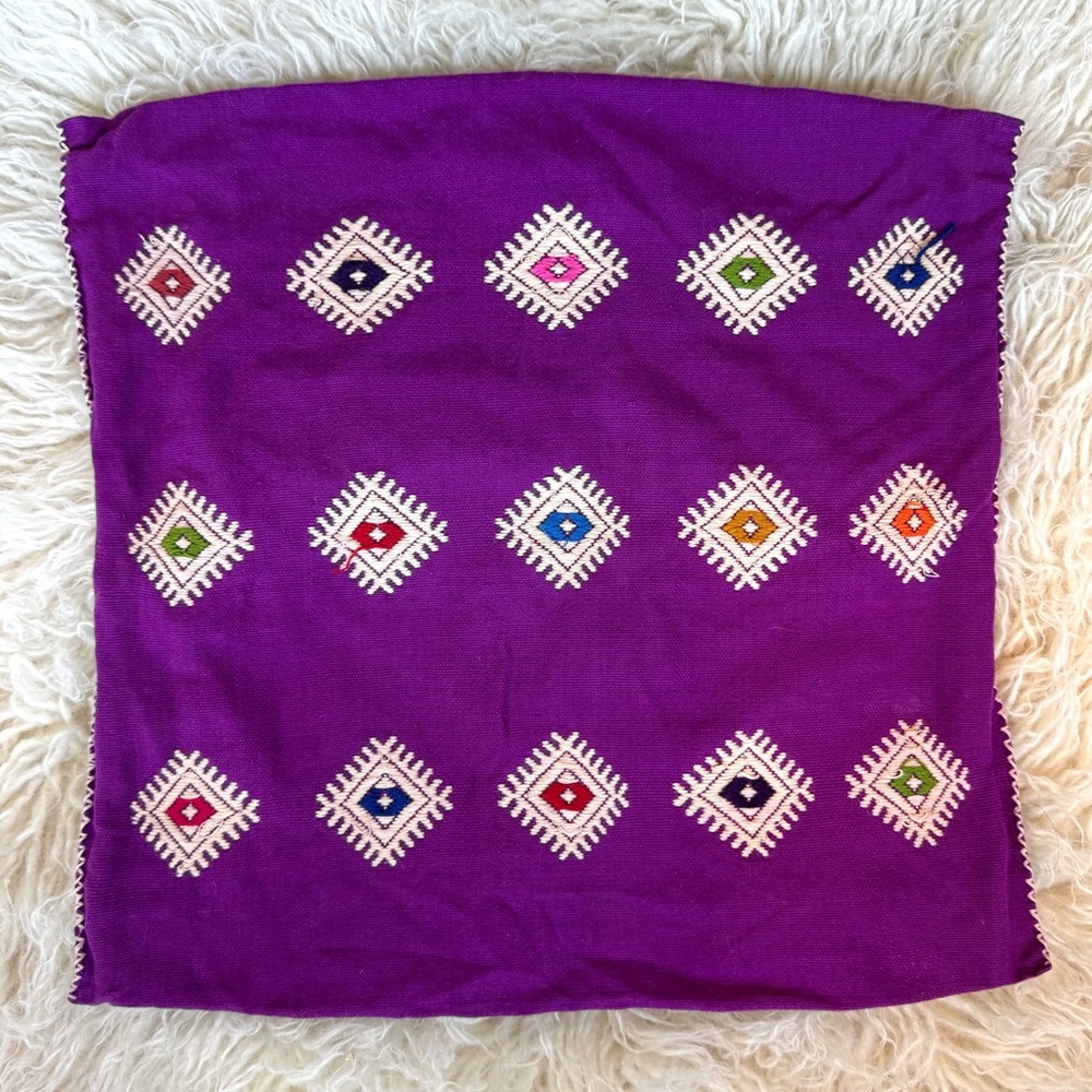 Vintage Purple Tulum Pillow Cover, Mexico